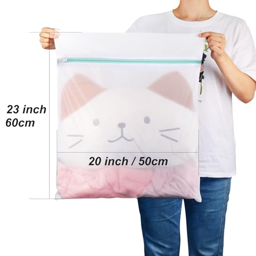 Tenn Well 3PCS Mesh Laundry Bags, 20 x 23 Inches Large Lingerie Bags for Washing Delicates, Garments, Bath Towels, Dirty Clothes, Socks, Toys, Travel - color: White, size: S (20"x23")