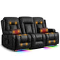 TUNYI Power Loveseat Recliner Sofa with Massage & Heat Home Theater Seating with Console RV Recliner Loveseat Sofa with USB/Storage/Side Pocket/LED Light/Speaker (Black, 3 Seat) - color: Black, size: 3 Seat