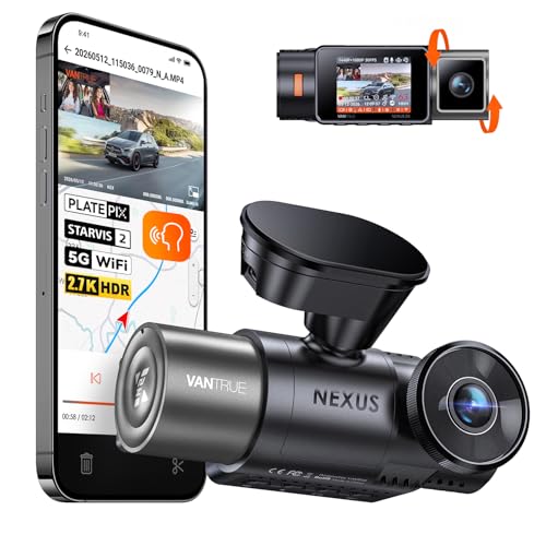 Vantrue N2X 2.7K Dash Cam Front and Inside, 5G WiFi Dual Dash Camera for Car with HDR IR Night Vision, STARVIS 2, GPS, 2.5K/60FPS, G-Sensor, 24/7 Parking Mode, Voice Control, Support 512GB Max