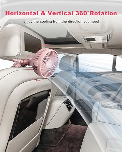 Coohea Stroller Fan Clip on for Baby, 4000mAh Rechargeable Battery Operated, Flexible Tripod, 3 Wind Speed, 360° Rotatable, Small Portable Fan for Car Seat Crib Backseat Beach Travel Camping, Pink - color: Pink
