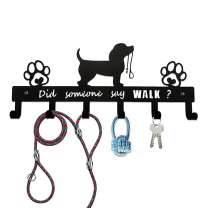 Dog Leash Holder for Wall, Key Holder Wall Mount with Did Someone Say Walk - Dog Stuff Storage Organizer Key Organizer Wall for Living-Room Entryway