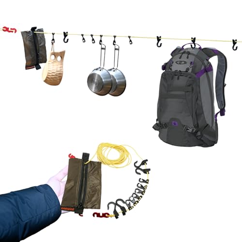 onewind Campsite Storage Line, 6m/19ft Camping Clothesline Hanging Gear for Tent Campers Camping Gear Organization UHMWPE Core Rope GearLine Hanging Organization System for Camping Hiking Backpacking