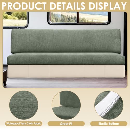 Waterproof RV Dinette Cushion Covers - Stretch Seat Slipcover, Washable RV Couch Cover Designed for Camper Car Bench (Loveseat 2 Backrest Cover & 2 Bench Cover, Green) - color: Green, size: Loveseat 2 Backrest Cover & 2 Bench Cover