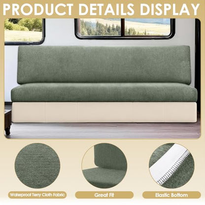 Waterproof RV Dinette Cushion Covers - Stretch Seat Slipcover, Washable RV Couch Cover Designed for Camper Car Bench (Loveseat 2 Backrest Cover & 2 Bench Cover, Green) - color: Green, size: Loveseat 2 Backrest Cover & 2 Bench Cover