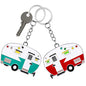 Thinp 2 Pieces Camper Keychain, RV Camper Keyring Accessories for Travel Trailers Enameled Metal Retro Camping Car Keychain - color: Red, Green