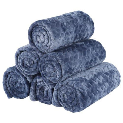 BVAGSS 6 Pack Small Dog Blanket, Super Soft Warm Pet Cover Blankets, Wheat Ears Print Puppy Fleece Flannel Blanket for Small Medium Dogs and Cats MW003 - color: Blue Wheat Ears, size: 6 Pack of 23.6x15.7 Inches