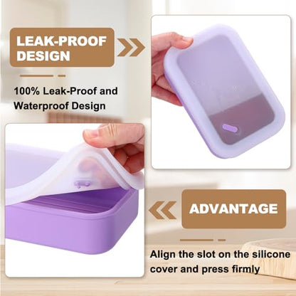 PATIKIL Leakproof Travel Soap Case, Silicone Travel Soap Container with Draining Layer Portable Bar Soap Holder for Bathroom Camping Gym, Translucent Purple - color: Translucent Purple