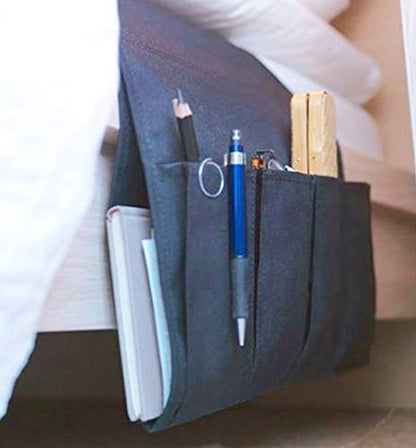 Huji Sofa Chair Armrest Bedside Caddy with Four Pocket Organizer for Remotes and One Hidden Pocket for Books and Magazines - 37” L x 12.50” W (1)