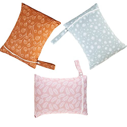 Happy Flute 3 Set Wet Bag Storage Bag Waterproof Washable for Baby | Travel Bags, Beach, Pool, Gym Bag for Swimsuits & Wet Clothes (Dandelion) - color: Dandelion