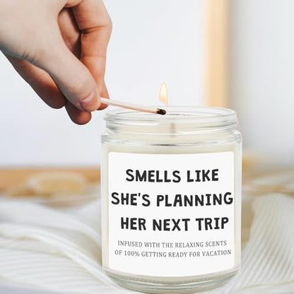 Travel Gifts for Women, Unique Gift for Travelers - Cool Ideas for People Who Travel, Funny Birthday Christmas Vacation Trip Candles for Woman Couple Friend - style: Travel
