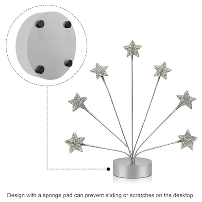 7-Branch Family Desktop Photo Tree Holder Clip Round Base, Card Picture and Memo Desk Frame Display Stand for Wedding Party Christmas Photo Clip Holder Table Numbers (Stars)