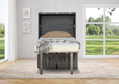 Mega Solutions Murphybedz Tuscany Murphy Cabinet Chest Bed with Charging Station 6 Inch (Galaxy Grey, Single) - color: Galaxy Grey, size: Twin