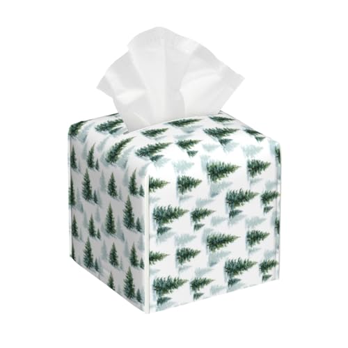 Winter Pine Trees Tissue Box Cover Square Tissues Boxes Decorative Facial Paper Organizer for Friends, Home Nightstands Bathroom Table Decor - color: Color_1