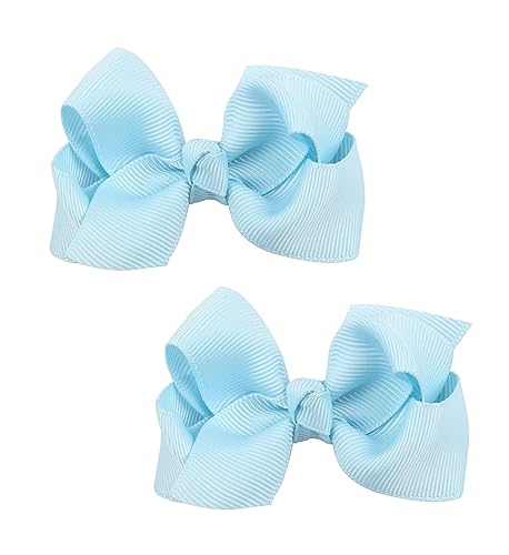 Baby Girl's 2Pcs Cute 3 Inch Pure Color Bow-knot Hair Clip for Photography Travel Daily Life (Light Blue) - color: Light Blue