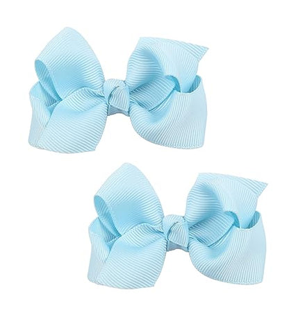 Baby Girl's 2Pcs Cute 3 Inch Pure Color Bow-knot Hair Clip for Photography Travel Daily Life (Light Blue) - color: Light Blue