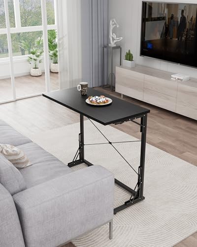 Vantic 31.5" Folding Desk, Foldable TV Tray Table for Eating on Couch, Extra Large TV Dinner Trays, Portable Fold Computer Writing Desk Table for Home Office, Black - color: Black