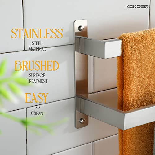 KOKOSIRI Bath Towel Bars 32 Inches Bathroom 2-Tiers Ladder Towel Rails Towel Holders Wall Mounted Towels Shelves Rack Brushed Stainless Steel, B5008BR-L32 - color: Brushed Nickel, size: 32-Inch