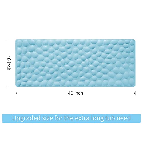 Non-Slip Bathtub Mat OTHWAY Soft Rubber Bathroom Bathmat with Strong Suction Cups (Lake Blue, 16x40 inch) - color: Lake Blue, size: 40" x 16" (Rectangular)