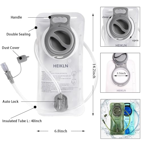 HEIKLN Hydration Bladder 1.5L-2L-2.5L-3L,Leak Proof Water Reservoir, BPA Free Military Water Storage Bladder Bag Hydration Pack Replacement Easy Clean for Bicycling Hiking Camping Hunting Running - color: 2L Blue+White