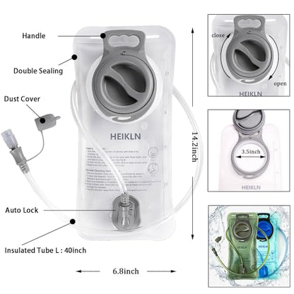 HEIKLN Hydration Bladder 1.5L-2L-2.5L-3L,Leak Proof Water Reservoir, BPA Free Military Water Storage Bladder Bag Hydration Pack Replacement Easy Clean for Bicycling Hiking Camping Hunting Running - color: 2L Green+White