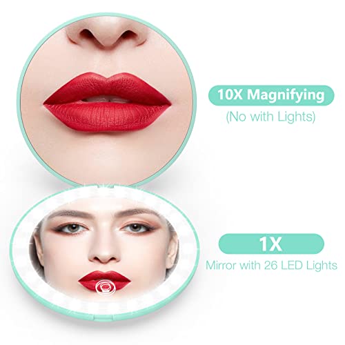 wobsion 10X Magnifying Tabletop Mirror, 4 Inch Round, Glass, ABS - color: 4inch Rechargeable Cyan