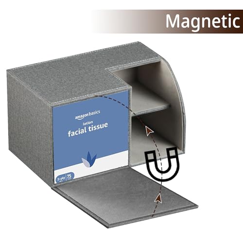 Square Multi-Functional Tissue Box Cover with Storage and Remote Control Holder - Cube Tissue Box Organizer for Bathroom, Nightstand, End Table - color: Grey