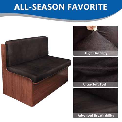 ANARACHON Leather Look RV Camper Dinette Cushion Covers, Washable RV Couch Cushion Covers Dinette Booth Seats Stretchable Camper Seat Covers (02 Chocolate, 2 Sets) - color: 02 Chocolate, size: 2 Sets