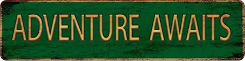 Vintage Metal Tin Sign ADVENTURE AWAITS DEAN - 4''x16'' inch, Street Sign for Home, Restaurant, Bar, Cafe, Garage - Retro Wall Decor Plaque" - color: sign2