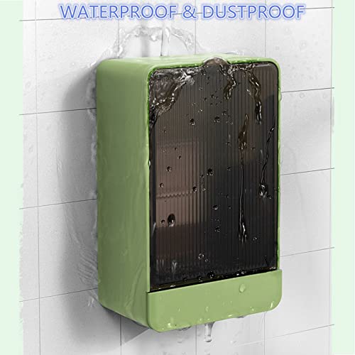 HANCELANT Bathroom Soap Dishes, 2 Pack Bar Soap Holder with Drain Wall Mounted Soap Box for Shower, Bathroom, Kitchen Sink, Keep Soap Bars Dry, Waterproof Dustproof, No Drilling, Adhesive Include - color: White+green
