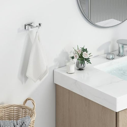 Angle Simple Bathroom Towel Hook, SUS 304 Stainless Steel Hand Towel Double Hook for Wall, Robe Coat Holder, Polished Chrome - color: Polished Chrome, size: 1 Pack