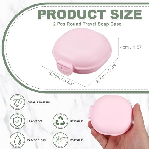 uxcell 2 Pcs Travel Soap Case, Portable Travel Soap Box Waterproof Holder Case, Airtight Dish Container with Lid for Shower Bathroom Outdoor Home Gym Hiking (Round, Pink) - color: Pink