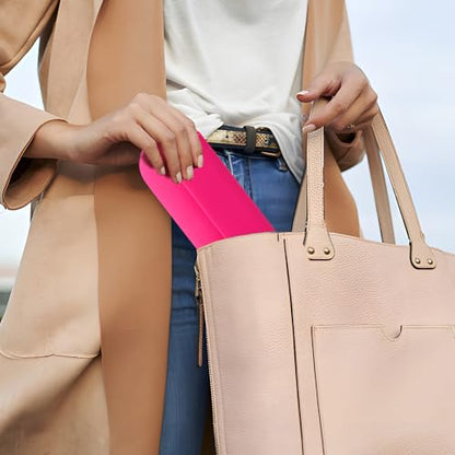 AGIKET Silicone Makeup Brush Holder Travel Cosmetic Bag：Soft Portable Cosmetic Face Brushes Holder with Upgrade Anti-Fall Out Magnetic Closure, Large Travel Makeup Brush Case - Babbie Pink - color: Babbie Pink, style: Brush Holder