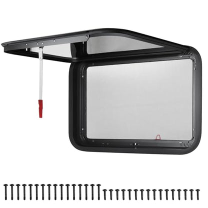 RV Exit Window Replacement, 36" W x 22" H Camper RV Emergency Window for Cargo Trailer Camper Van Truck with Net Screen&Trim Ring for 1" or 1-1/2" Wall Thickness,DOT Approved - size: 36"W x 22"H