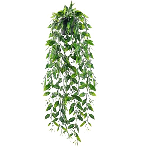 Der Rose 1Pcs Small Fake Hanging Plants Artificial Pea Pod Faux Hanging Plants Indoor for Home Room Shelf Bookshelf Decor - color: Green-1 Pack Style a