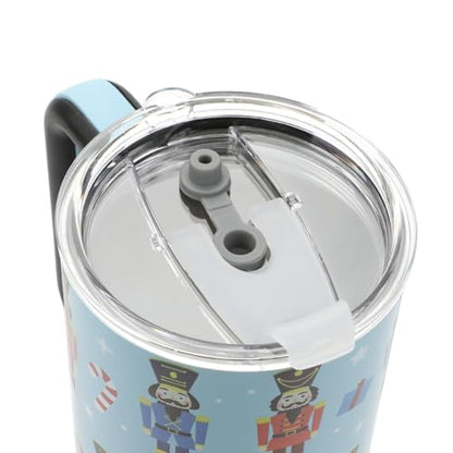 Bioworld Nutcrackers Vacuum Insulated 40 Oz. Stainless Steel Tumbler with Reusable Straw & Leak-Proof Lid Easy Carry Handle for Travel or Home - color: Nutcrackers Blue