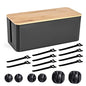 Cable Management Box - Wooden Style Cord Organizer Box to Hide Wires & Power Strips | Desk Computer Cable Organizer Box | Safe ABS Material | 12.6" (L) x 5.3" (W) 4.9" (H) | for Home & Office - Black - size: Medium