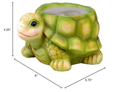 Spoontiques Decorative Flower Pots for Indoor and Outdoor Use – Hand Painted Resin Plant Pot – Home and Garden Décor (Turtle, 5.75" x 8" x 4.25") - style: Turtle
