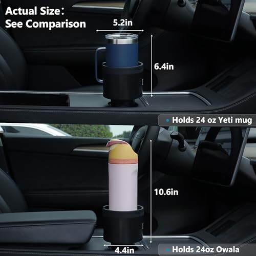 Seven Sparta 2 Pack Car Cup Holder Expander with Offset Adjustable Base, Compatible with Hydro Flasks 32/40 Ounce, Compatible with Yeti Ramblers 20/26/30 Ounce, Other Bottles in 3.4"-3.8" (Black) - color: Black, size: Medium*2