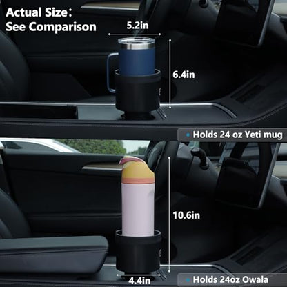 Seven Sparta 2 Pack Car Cup Holder Expander with Offset Adjustable Base, Compatible with Hydro Flasks 32/40 Ounce, Compatible with Yeti Ramblers 20/26/30 Ounce, Other Bottles in 3.4"-3.8" (Black) - color: Black, size: Medium*2