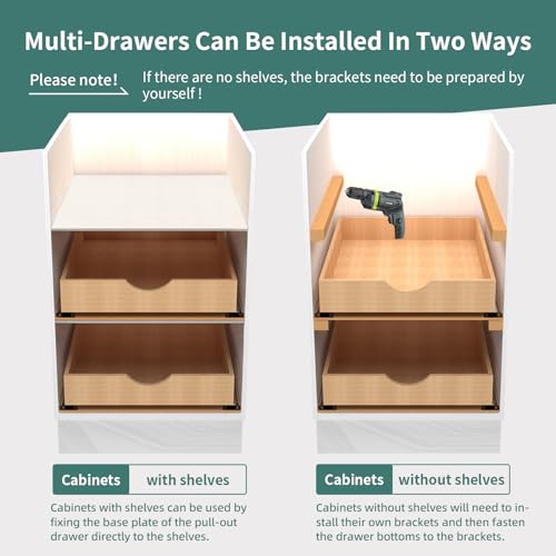 Fully Assembled Pull Out Cabinet Drawer, Wood Pull Out Cabinet Organizer, Soft Close Slide Out Pull Out Drawers for Kitchen Cabinets, Fast and Easy DIY Installation, 18”W x 21”D - size: 18”W x 21”D