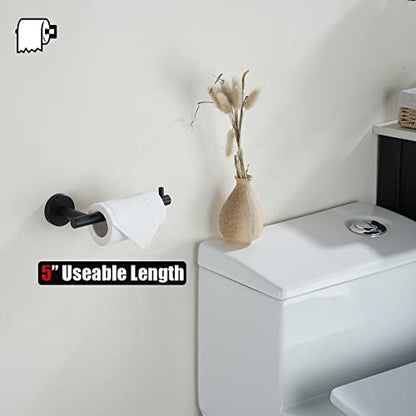 JQK Bathroom Hardware Set, 5-Piece Bath Accessories Set Matte Black Wall Mount Includes 24 in Towel Bar, 9 in HT Bar, TP Holder, Towel Hook x 2, BAS105-PB - color: Black