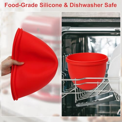 3-Pack Silicone Bowl Liners for KitchenAid Mixer, 5 Qt Tilt-Head Bowl Inserts with Airtight Lids & Scraper Spatula, Reusable Mixing Liners for Efficient Baking & Food Storage