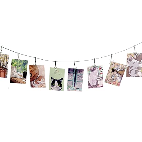TFu Wall Hanging Photo Display, DIY Picture Photo Frame String with 12 Clips for Hanging Photos Notes and Artworks (Moon & Star) - size: Star