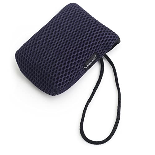 MainBasics Exfoliating Bar Soap Pouch Dual-Sided Body Scrubber - Fits Standard Size Soap Bars, Blue - style: Blue