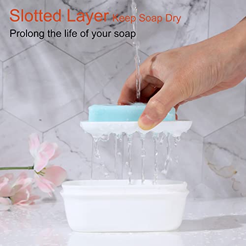 Quatish 2 Pack Travel Soap Container, Leakproof Soap Holder with Lid, Travel Bar Soap Holder, Soap Case for Camping Gym Travel, Portable Soap Box for Bathroom, White - color: White