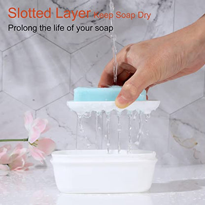Quatish 2 Pack Travel Soap Container, Leakproof Soap Holder with Lid, Travel Bar Soap Holder, Soap Case for Camping Gym Travel, Portable Soap Box for Bathroom, White - color: White