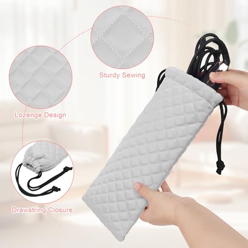 Professional Hot Hair Tools Organizer Cover Bag Heat Resistant Travel Drawstring Storage Case Pouch for Curling Iron, Flat Iron, Hair Straightener and Styling Tool(14.2" x 5.9") - color: Grey