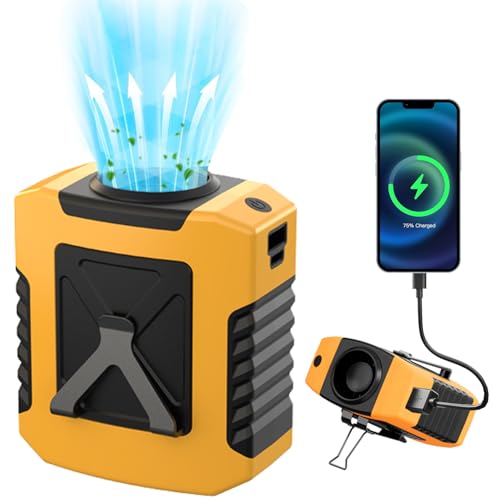 10000mAh Portable Waist Fan - Clip on Wearable Belt Personal Fan Rechargeable Battery operated With 4 Speeds & Flashlight Neck Hands-Free 20H Cooling For Outdoor, Hiking,Jobsite, Farms - color: Yellow-2