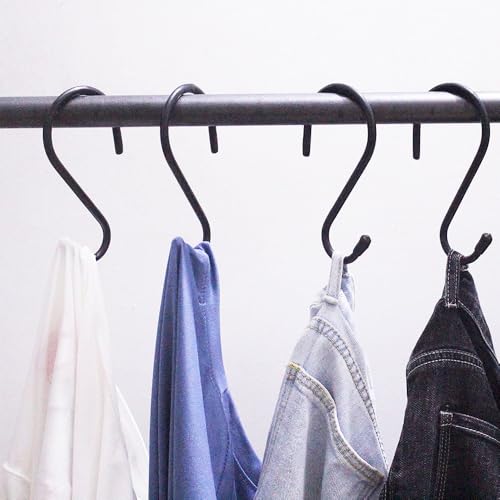 Generic 10 PCS S-Type Hooks, Versatile Heavy Duty Garage & Home Organizer, Black, Metal, Wall Mount, 10 Hooks, DJ0005