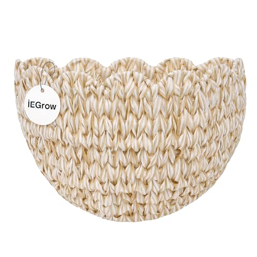 iEGrow Plastic wall Basket, Scalloped Hanging Baskets Plastic, Hanging Baskets for Organizing and Decor, Woven Storage Baskets for Door Mounted Entryway Flower Mail Plant Nursery | Woven Storage Design, Door Mounted, For Organizing and Decor, Entryway Flo
